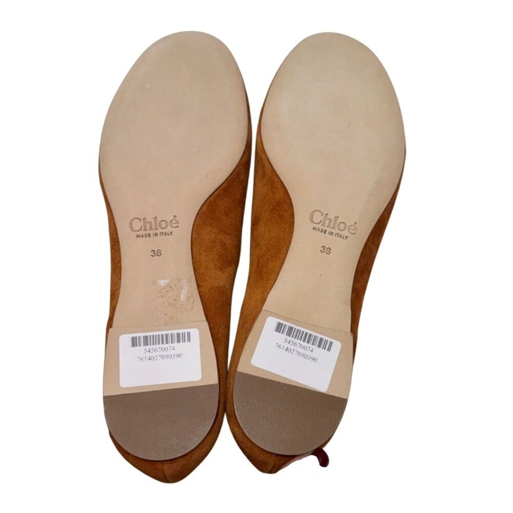 Chloé Lauren Tan embellished suede ballet flats NWT - Size 38/ 7.5 - Picture 2 of 6